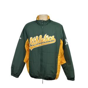 Majestic Oakland As Athletics Mens Quilted Starter Warm Up Jacket Large